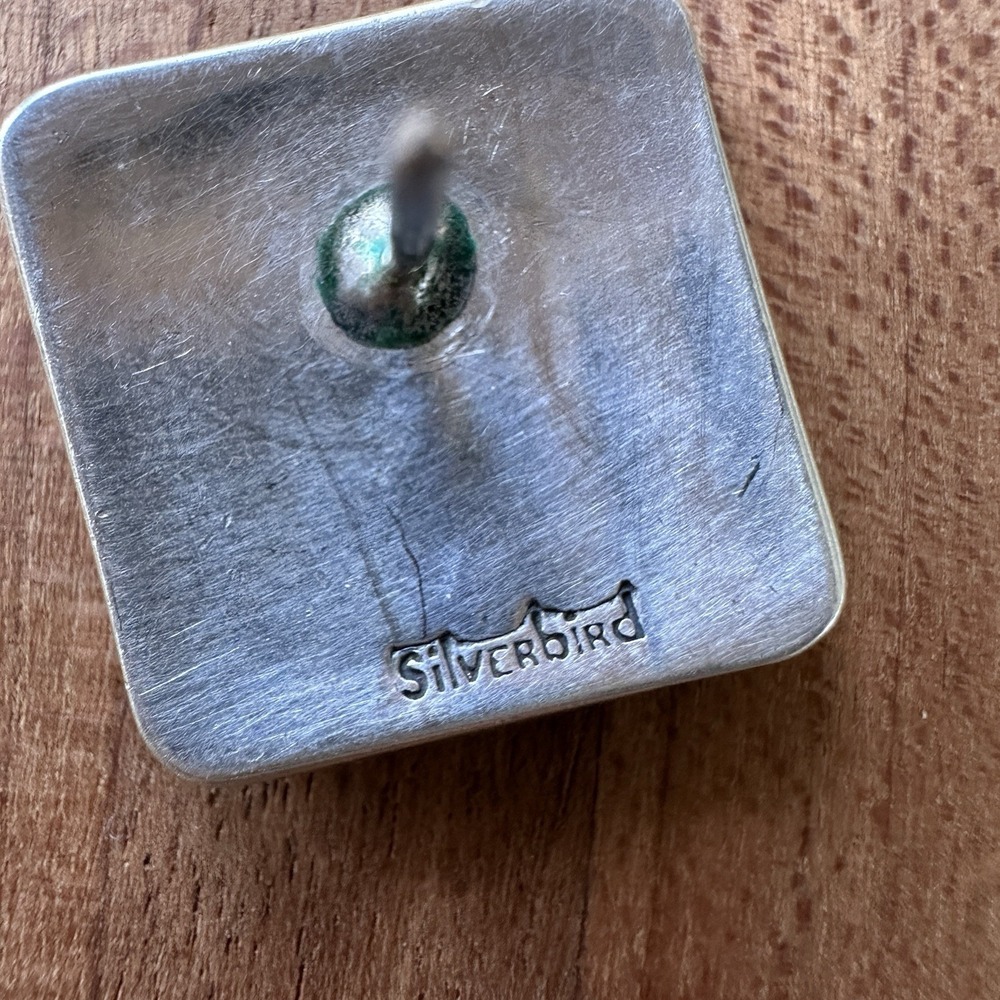 Vintage Silverbird Earrings 0.625 Inch‎ Geometric Maze Square 925 Sterling 11.6g - Picture 9 of 10